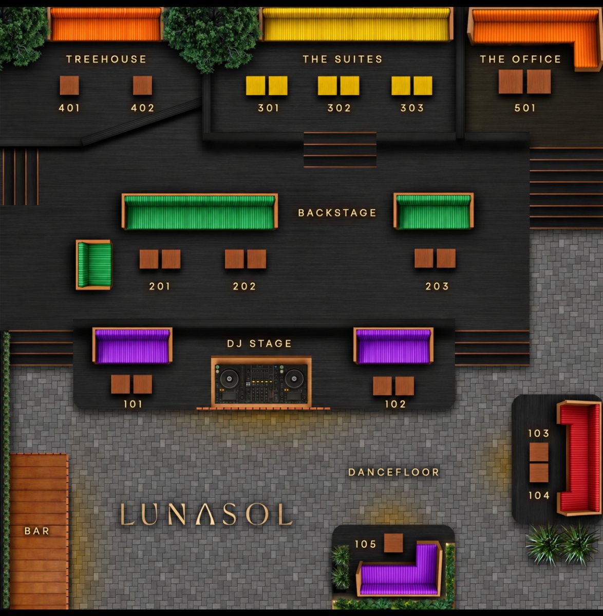 Lunasol Miami table map